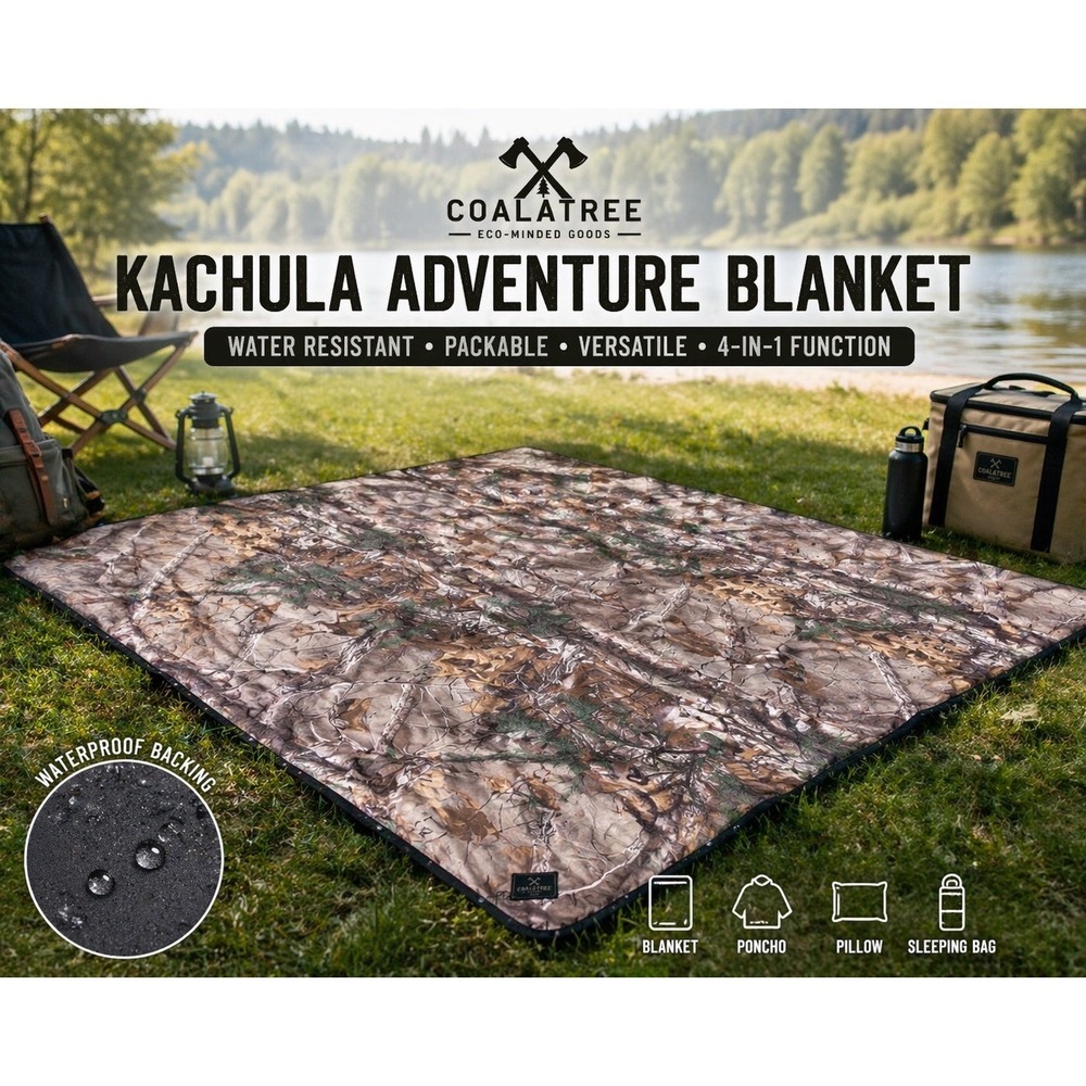 Coalatree Kachula Adventure Blanket Camo Waterproof Packable Hunting Camping